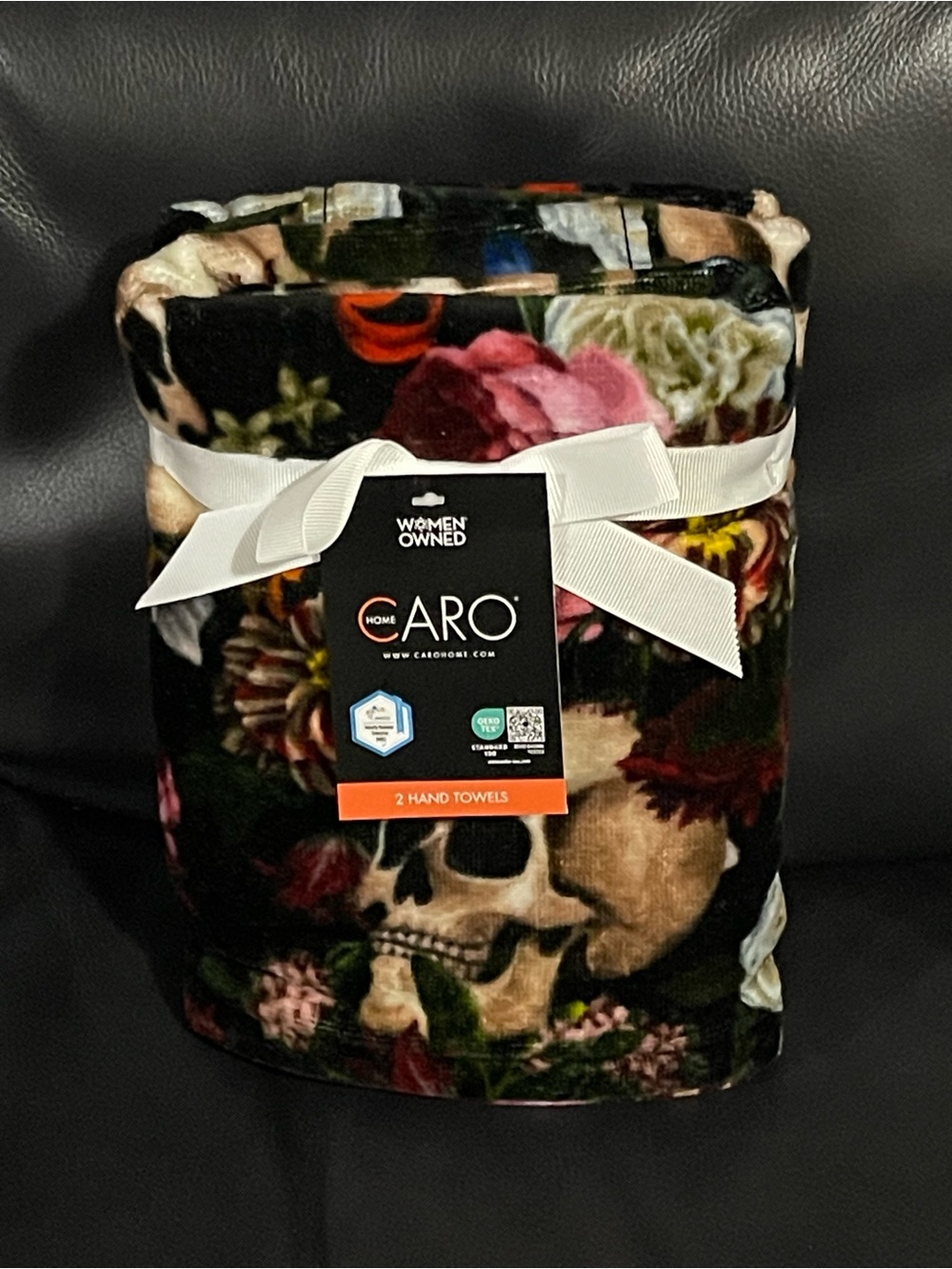 CARO HOME Halloween Skull Hand Towels, Set of 2